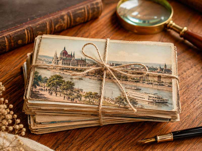 Alte Ansichtskarten aus Ungarn kaufen, gebündelte historische Postkarten mit Budapest-Motiv