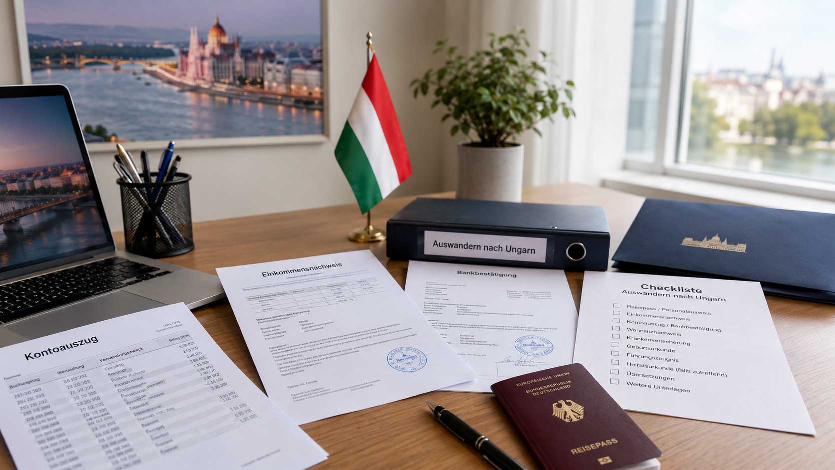 Dokumente für Auswandern nach Ungarn – Einkommensnachweis und Kontoauszug