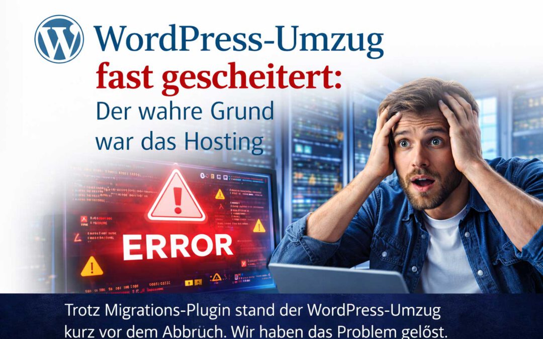 WordPress-Website-Umzug mit Fehlermeldung auf dem Bildschirm – Migration scheitert zunächst wegen Hosting- und Inodes-Problemen