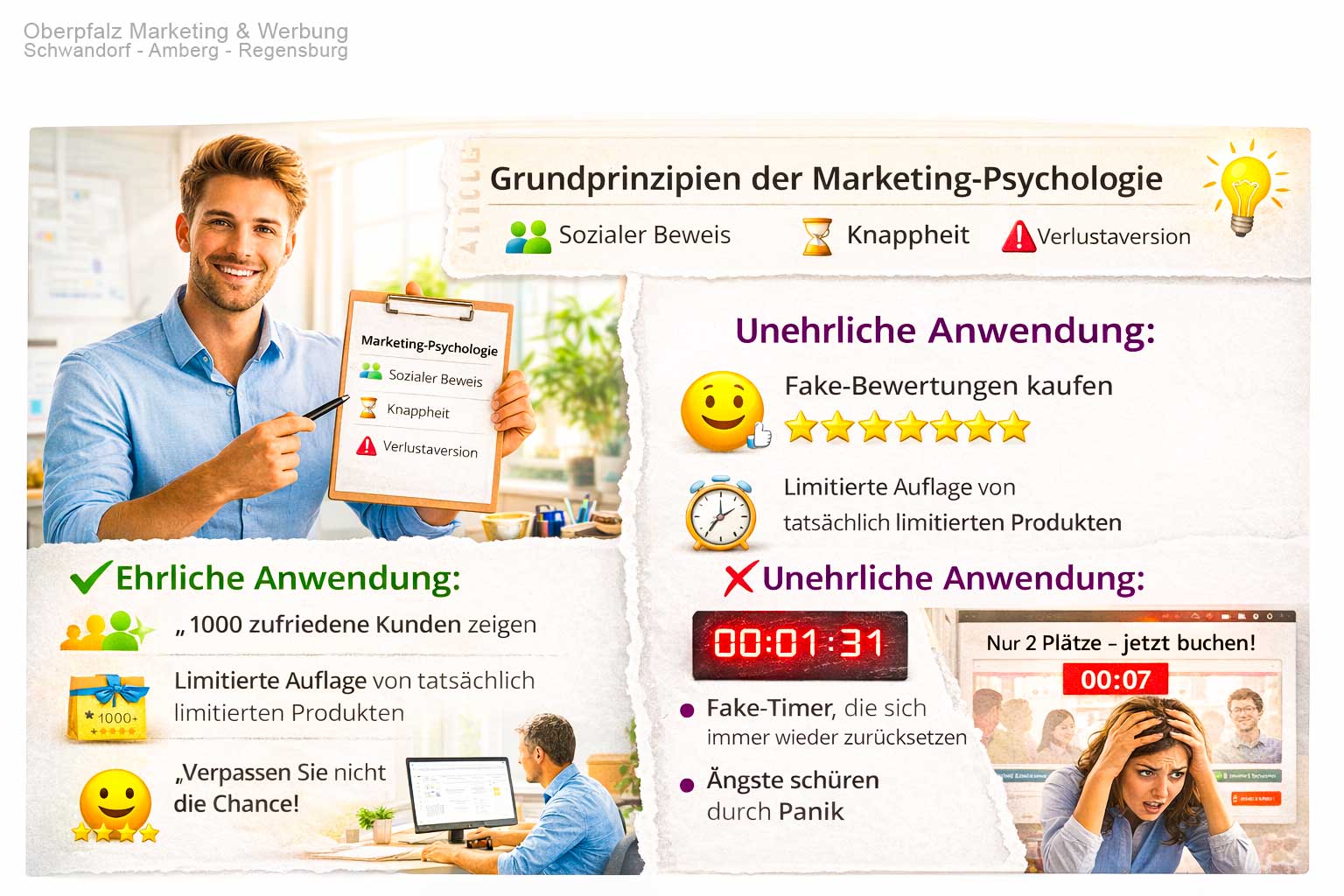 Oberpfalz Marketing – Marketing-Psychologie für bessere Google-Rankings und KI-Sichtbarkeit: sozialer Beweis, Knappheit und Verlustaversion, ehrlich vs. manipulativ im Online-Marketing und SEO für Schwandorf, Amberg und Regensburg. 