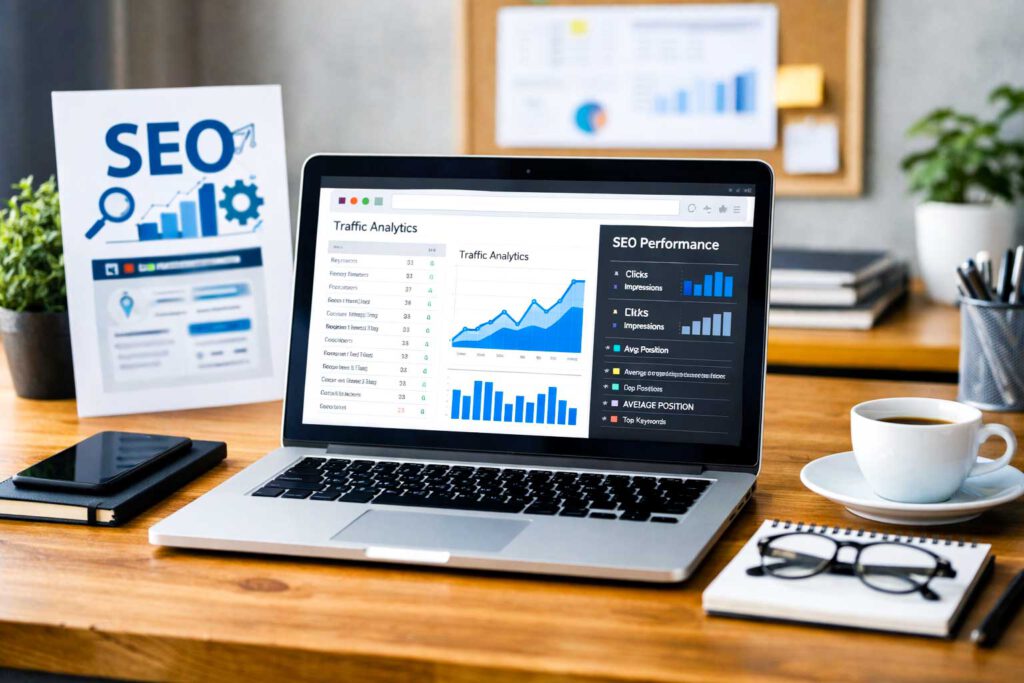 Professionelle Suchmaschinenoptimierung und Analyse für nachhaltige Sichtbarkeit bei Google und KI-Suchsystemen durch strukturierte SEO-Strategien.