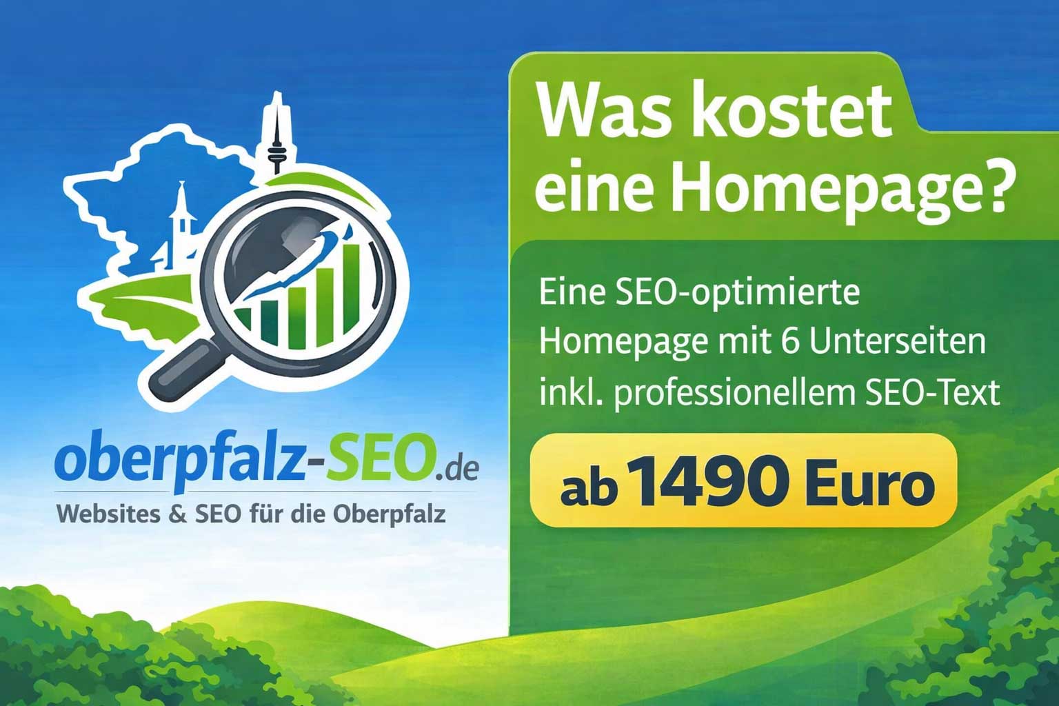 Was kostet eine Homepage – SEO-optimierte Website mit 6 Unterseiten inklusive professionellem SEO Text ab 1490 Euro von Oberpfalz SEO